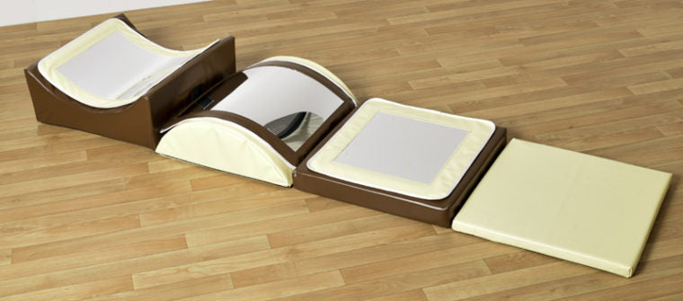 Triple Mirror Soft Play Set with Convex & Concave Mirrors — Brown & Cream