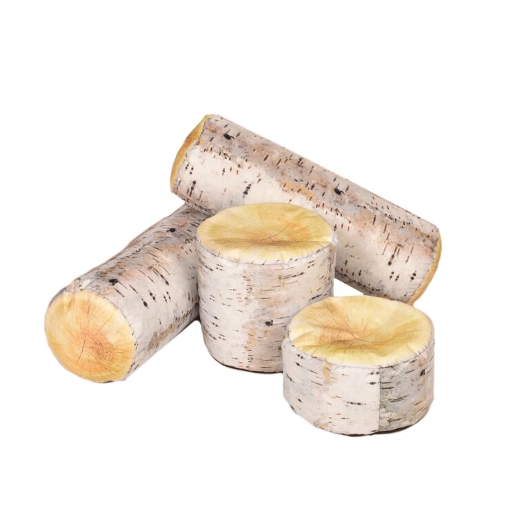 Silver Birch Tall & Short Log Stump Bean Bag Seats (Pair)