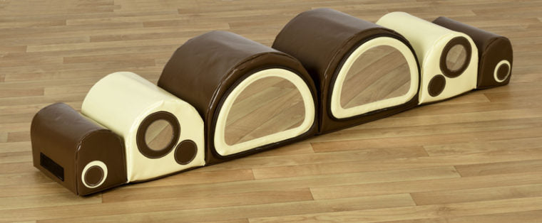 Caterpillar Mirror Bumps Soft Play Set — Brown & Cream
