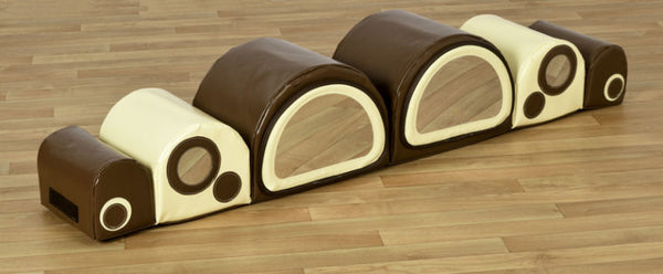 Caterpillar Mirror Bumps Soft Play Set — Brown & Cream