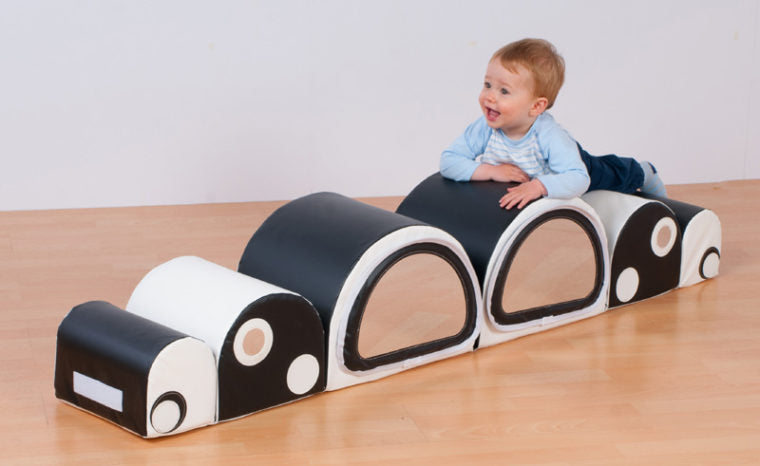 Caterpillar Mirror Bumps Soft Play Set — Brown & Cream