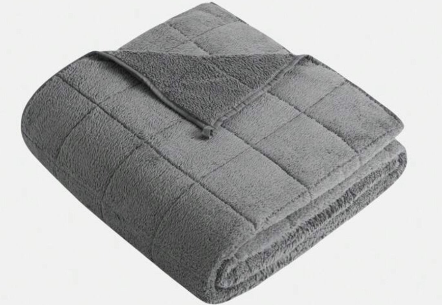 Grey Plush Weighted Blanket