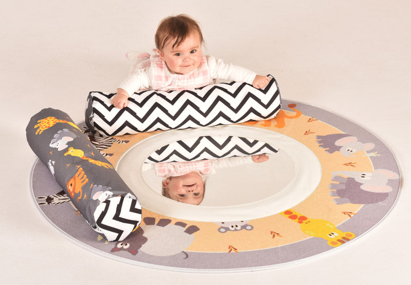 Safari Tummy Time Mirror Mat (with bolsters)
